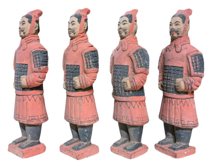 Antique Colorful Statue Warriors with Armor in Terracotta 15cm x 4 pcs