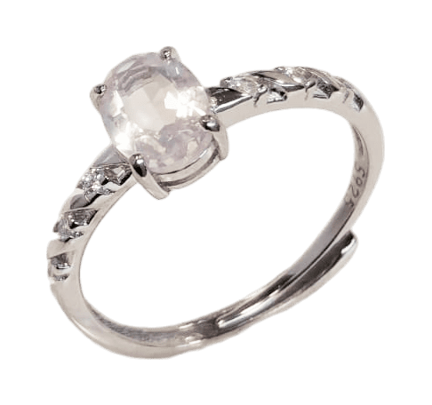 925 Silver Ring Adjustable Rose Quartz AAA 5x7mm