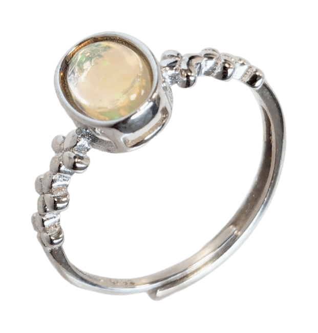 925 Silver Ring Adjustable Opal AA 5x7mm