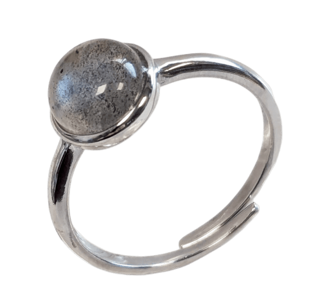 925 Silver Ring Adjustable Round Labradorite A+ 8mm