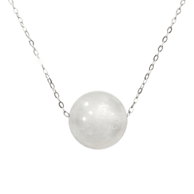 925 Silver Necklace White Moonstone AA Ball 12mm