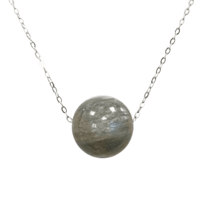 925 Silver Necklace Labradorite Stone A+ Ball 12mm