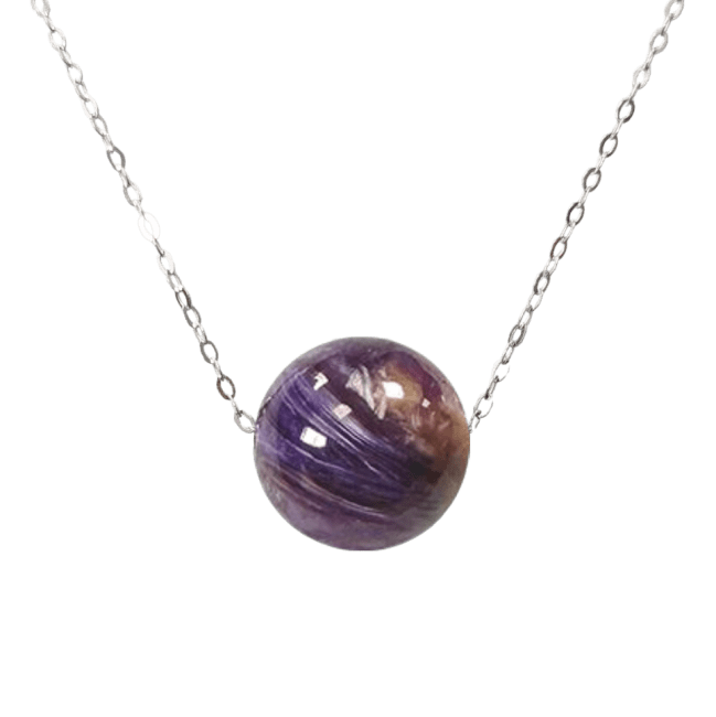 925 Silver Charoite AA Necklace 12mm Ball