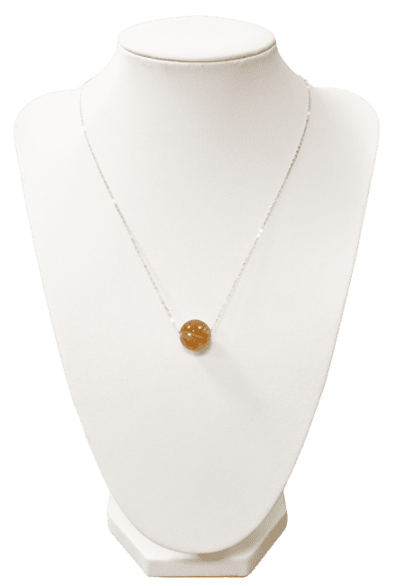 925 Silver Necklace AA Heated Citrine Ball 12mm
