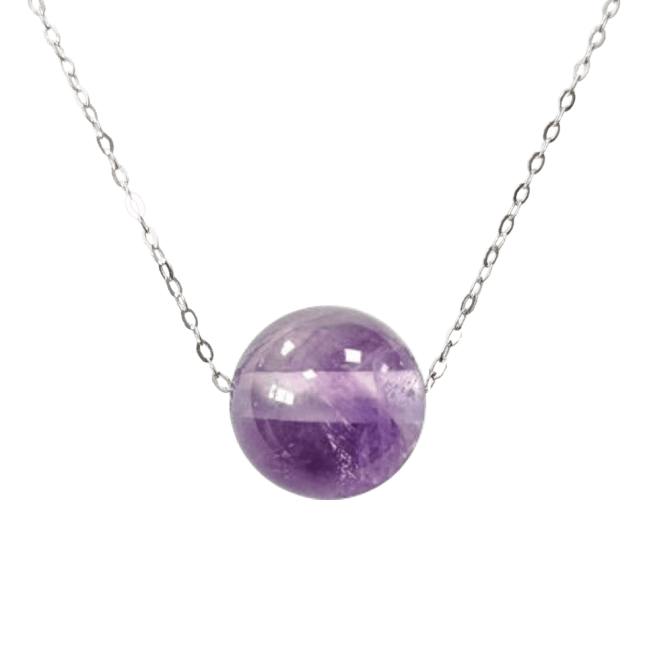 925 Silver Necklace Amethyst AA Ball 12mm