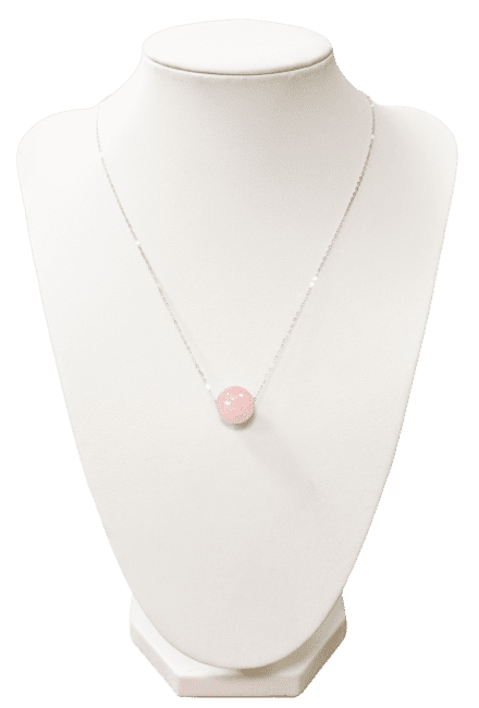 925 Silver Necklace Rose Quartz A Ball 12mm