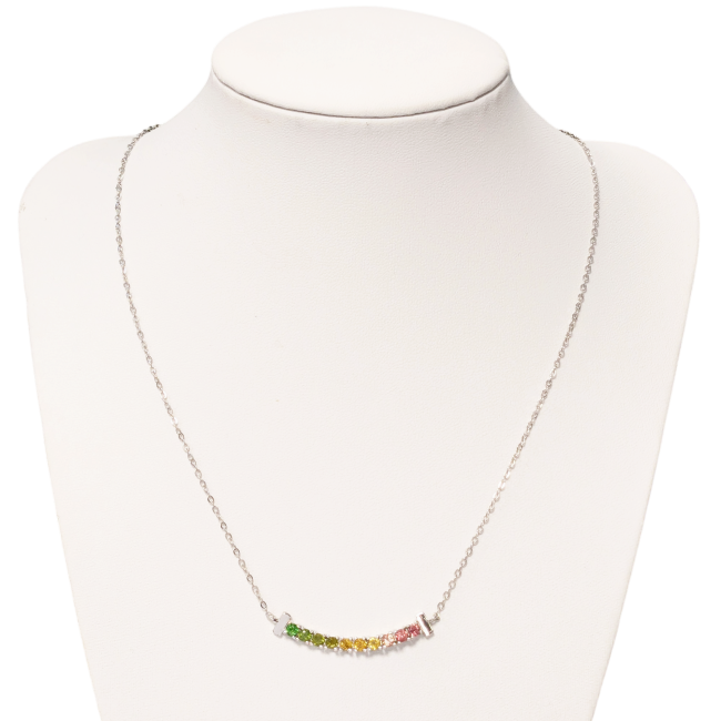 925 Silver Necklace Faceted Multicolor Tourmaline AA 3mm