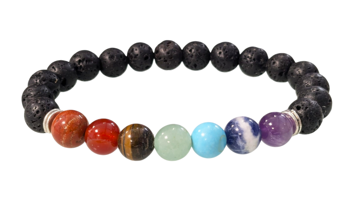 Lavastone 7 chakras 8mm pearls bracelace