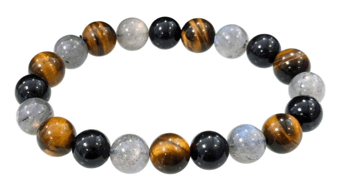 Labradorite Tiger Eye Tourmaline Bracelet With 10mm Beads