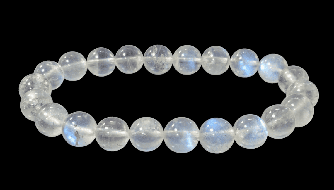 White Moonstone Bracelet Peristerite AA beads 8-9mm