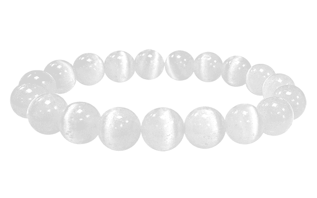 Selenite Cat's Eye Bracelet AA beads 10mm