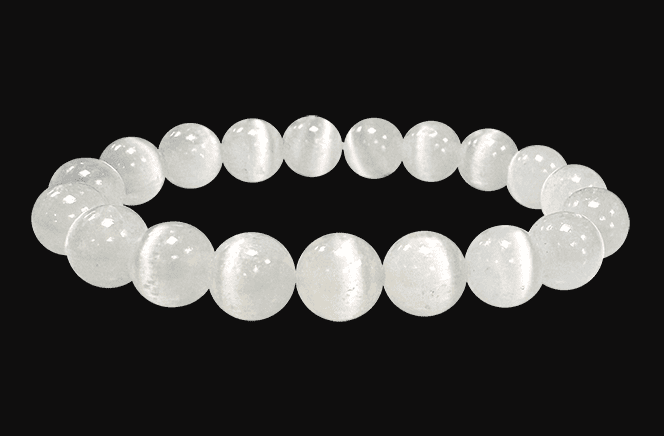 Selenite Cat's Eye Bracelet AA beads 10mm