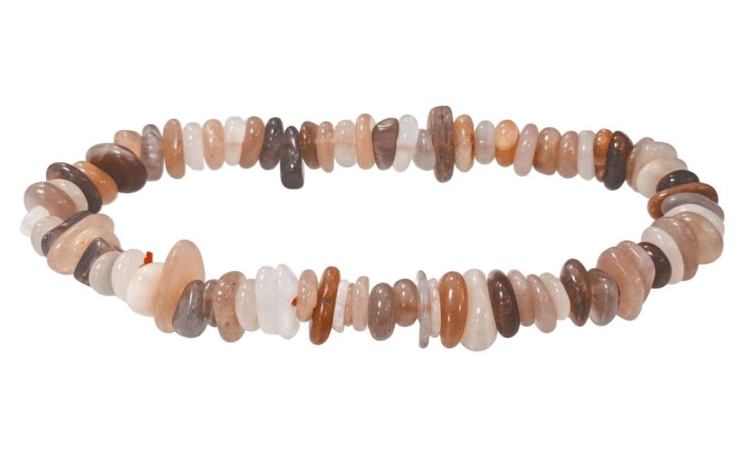 Multicolored adular moonstone bracelet AA chips 5-8mm 18cm