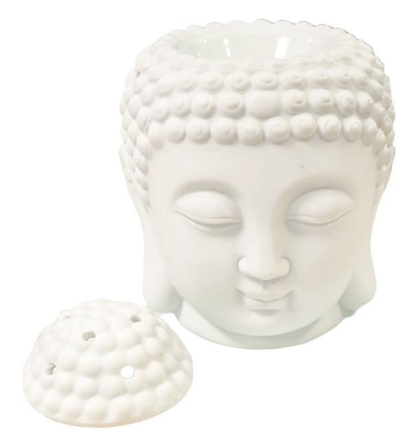 White Buddha Head Ceramic Oil Burner 14cm