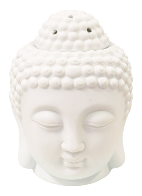 White Buddha Head Ceramic Oil Burner 14cm