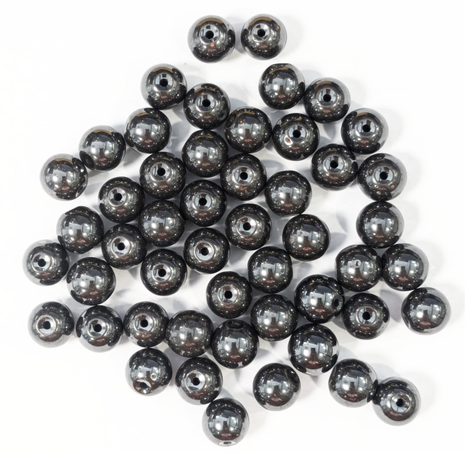 Pack of 50 round Hematite beads 10mm