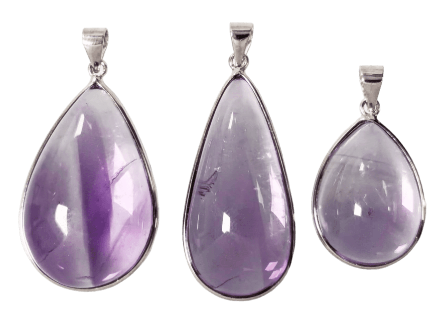 925 Silver Pendant Amethyst AAA 3 pieces 16.95g