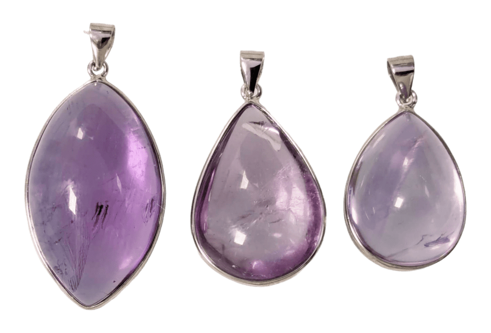 925 Silver Amethyst Pendant AAA 3 pieces 17.96g