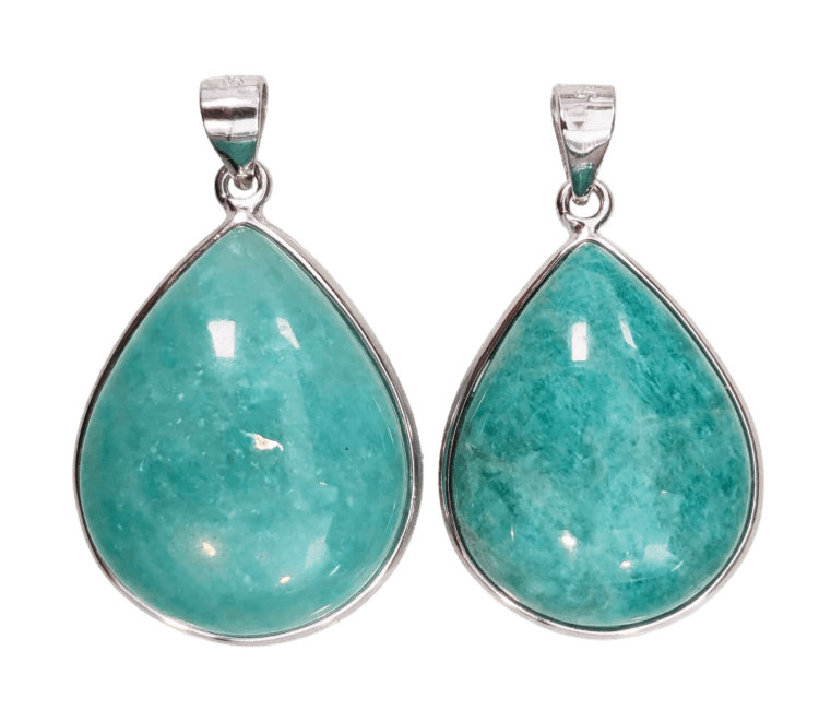 925 Silver Pendant Amazonite AA+ 2 pieces 9.91g