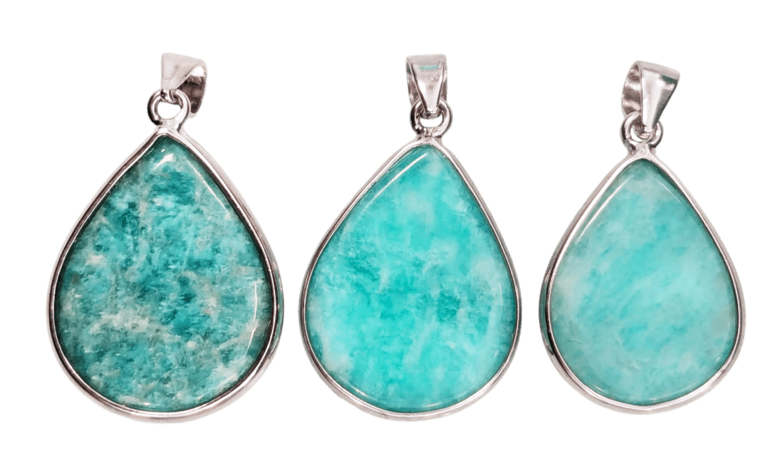 925 Silver Pendant Amazonite AA+ 3 pieces 9.75g