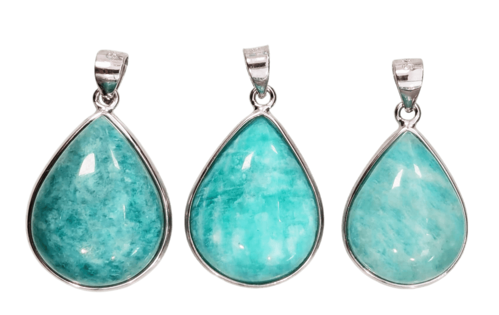 925 Silver Pendant Amazonite AA+ 3 pieces 9.75g