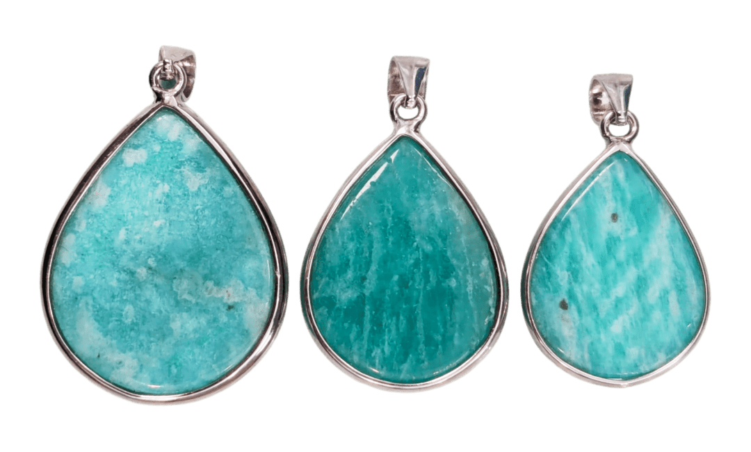 925 Silver Pendant Amazonite AA+ 3 pieces 12.58g