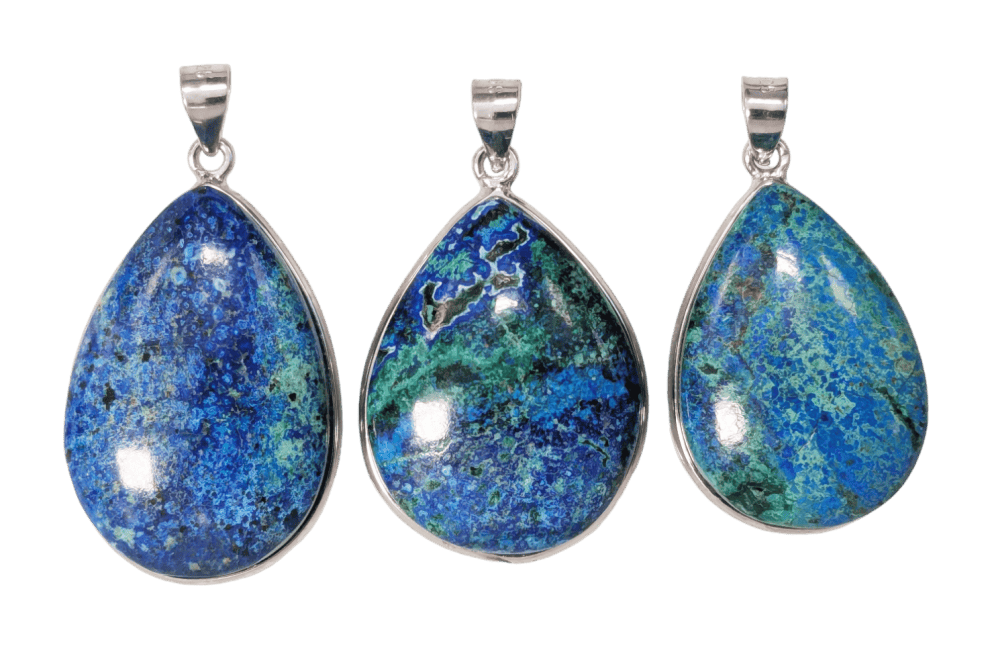 925 Silver Azurite Malachite Pendant AAA 3 pieces 19.47g