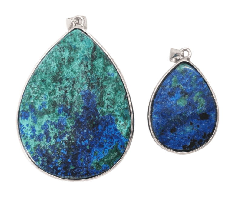 925 Silver Azurite Malachite Pendant AAA 2 pieces 21.39g