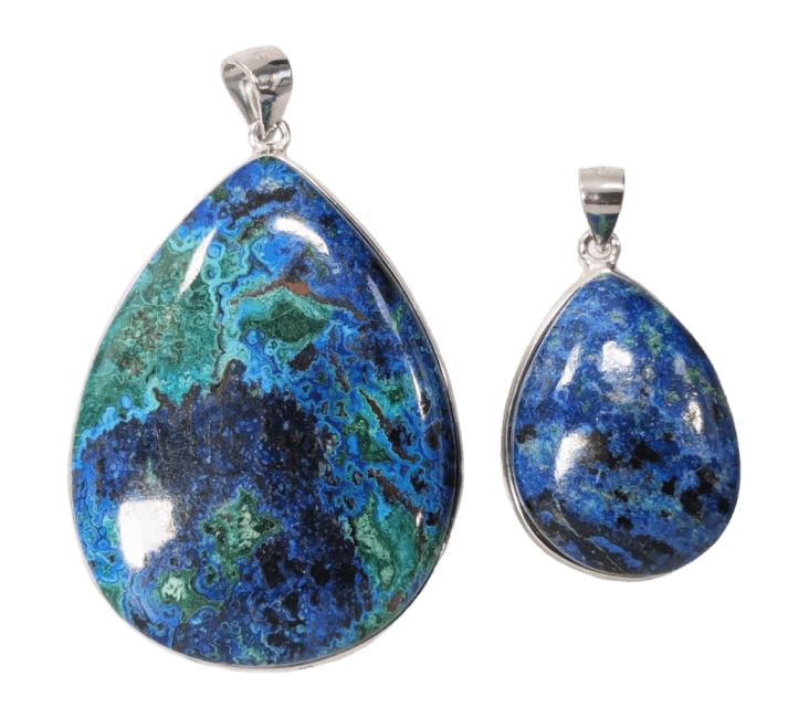 925 Silver Azurite Malachite Pendant AAA 2 pieces 21.39g