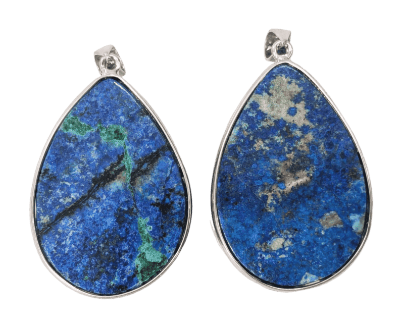 925 Silver Azurite Malachite Pendant AAA 2 pieces 22.64g