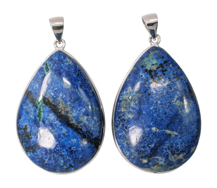 925 Silver Azurite Malachite Pendant AAA 2 pieces 22.64g