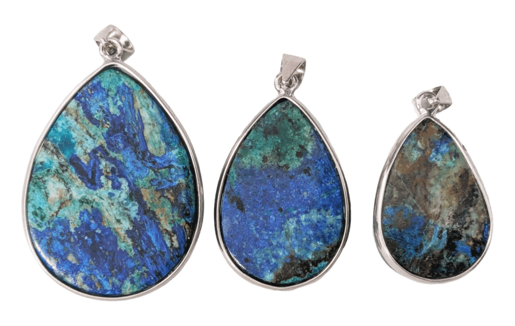 925 Silver Azurite Malachite Pendant AAA 3 pieces 21.05g