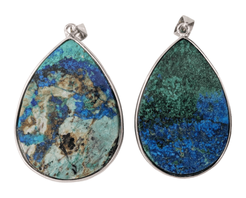 925 Silver Azurite Malachite Pendant AAA 2 pieces 22.52g