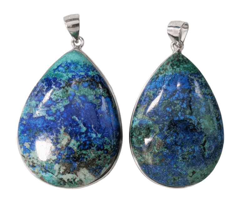 925 Silver Azurite Malachite Pendant AAA 2 pieces 22.52g