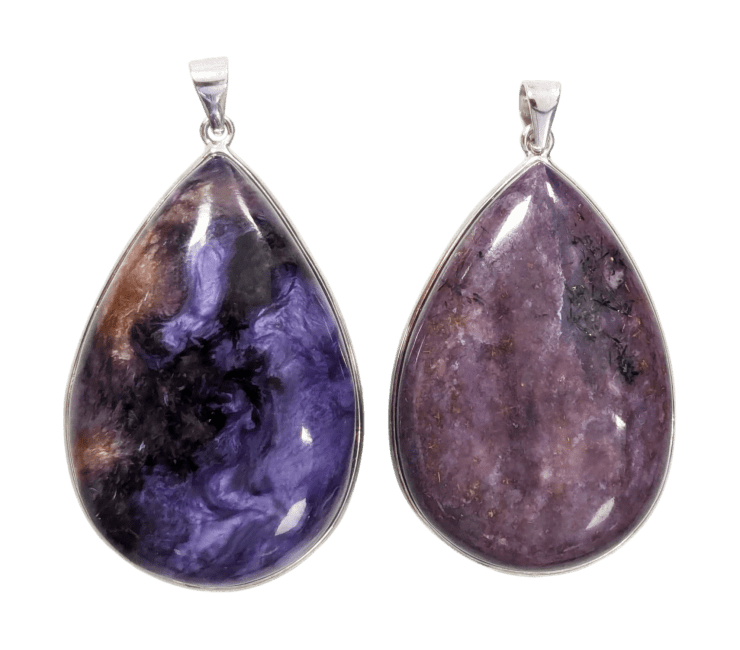 925 Silver Charoite AA Pendant 2 pieces 24.37g