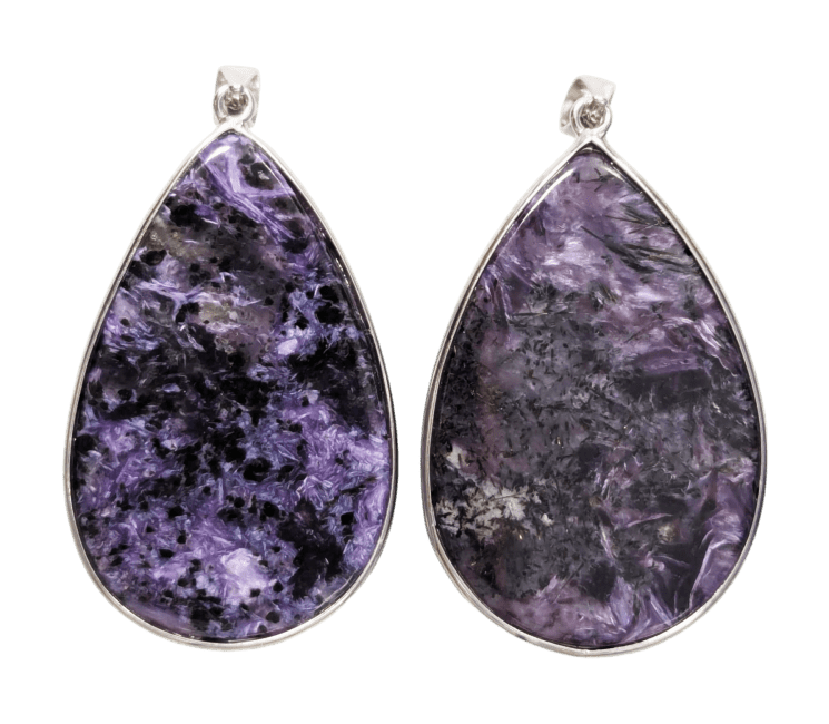 925 Silver Charoite AA Pendant 2 pieces 22.86g