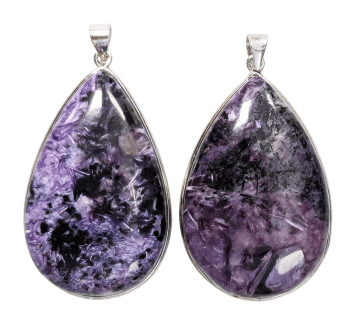 925 Silver Charoite AA Pendant 2 pieces 22.86g