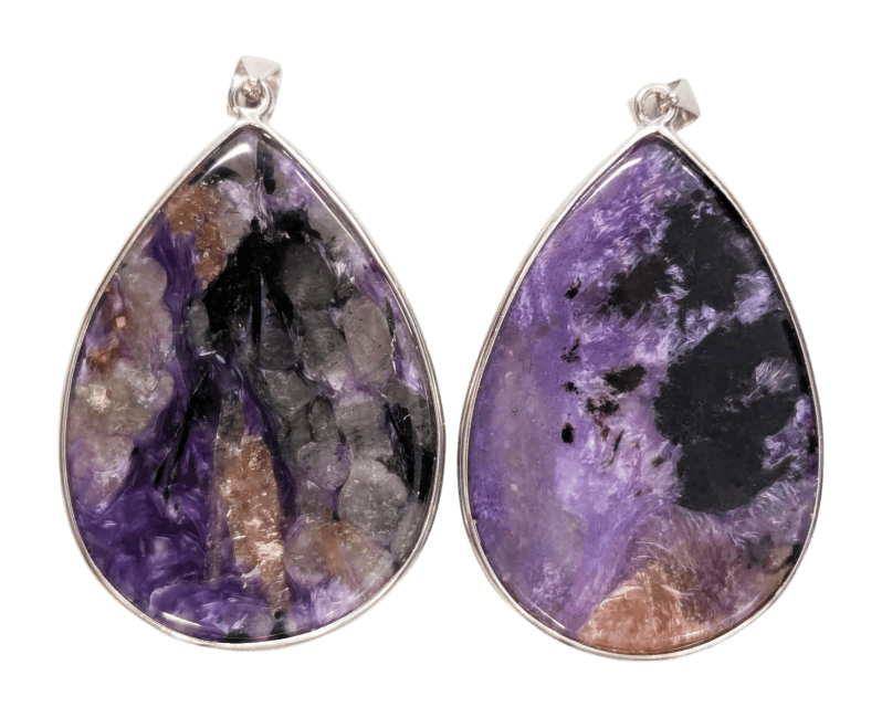 925 Silver Pendant Charoite AA 2 pieces 23.42g