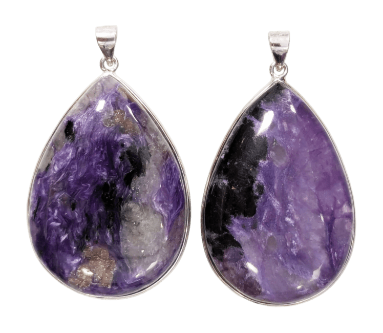 925 Silver Pendant Charoite AA 2 pieces 23.42g