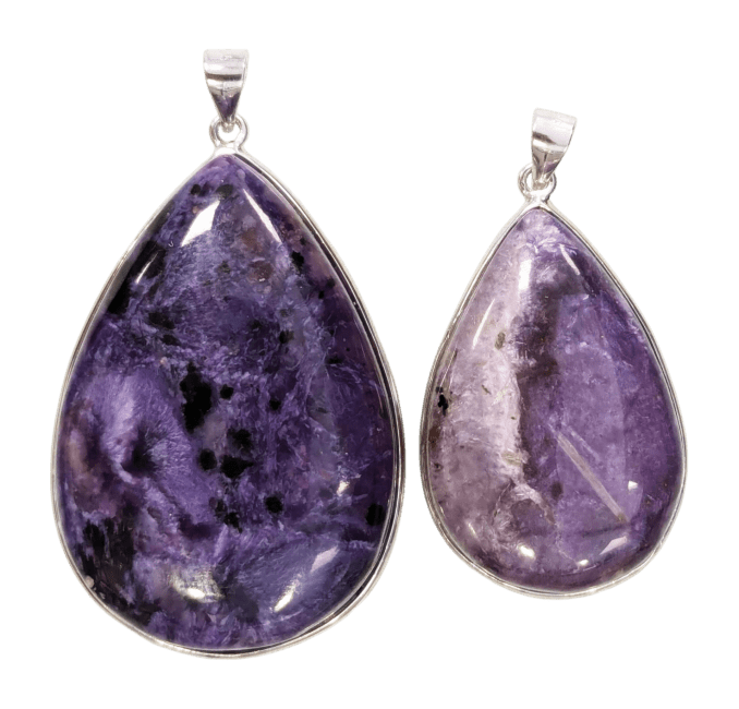 925 Silver Charoite AA Pendant 2 pieces 19.91g