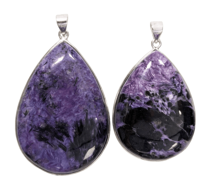 925 Silver Pendant Charoite AA 2 pieces 21.49g