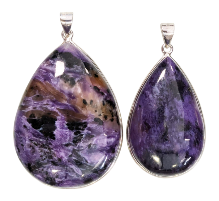 925 Silver Pendant Charoite AA 2 pieces 23.01g