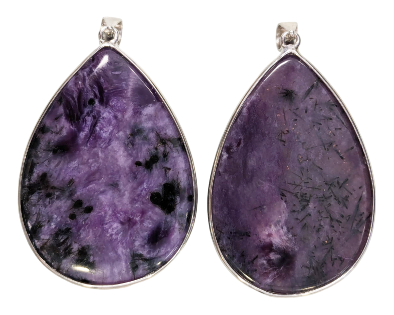 925 Silver Charoite AA Pendant 2 pieces 24.28g