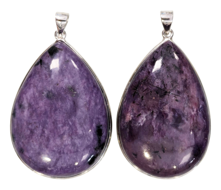 925 Silver Charoite AA Pendant 2 pieces 24.28g