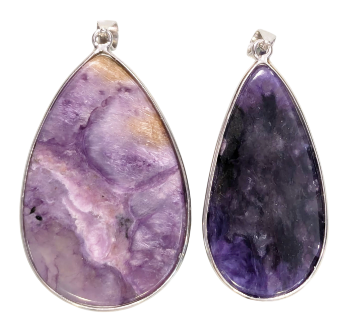 925 Silver Charoite AA Pendant 2 pieces 21.48g