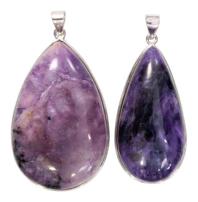 925 Silver Charoite AA Pendant 2 pieces 21.48g