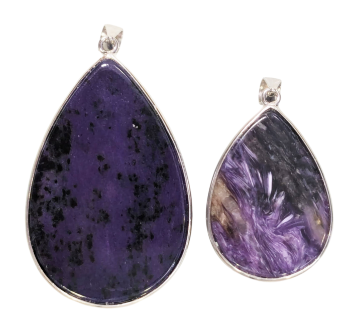 925 Silver Charoite AA Pendant 2 pieces 21.22g