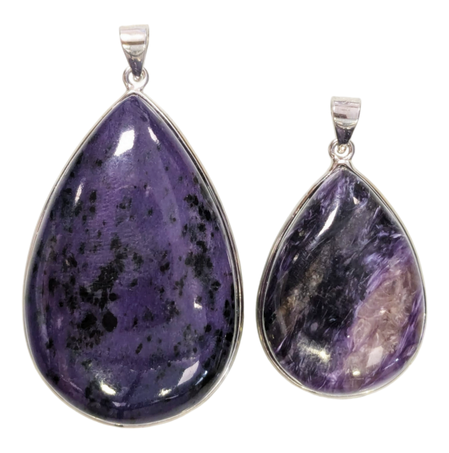 925 Silver Charoite AA Pendant 2 pieces 21.22g