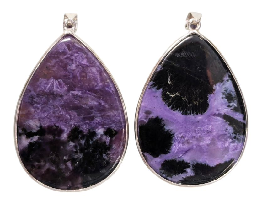 925 Silver Pendant Charoite AA 2 pieces 25.55g