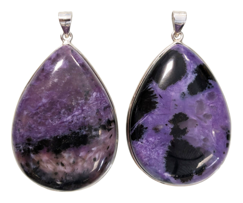 925 Silver Pendant Charoite AA 2 pieces 25.55g